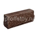 Брусок-кирпич облицовочный полнотелый шоколадного цвета, угловой, скол скала, размер 225x50x88 мм