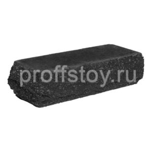 Кирпич облицовочный полнотелый, угловой, скол скала, черного цвета, размер 225х90х65 мм